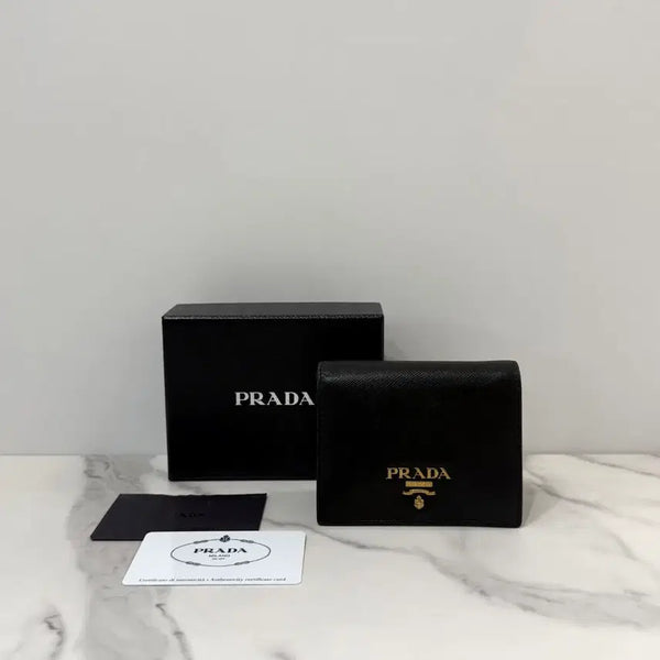 [BUNJANG] Prada Saffiano Metal Logo Women's Bifold Wallet 1MV204 / 프라다 사피아노 메탈로고 여성 반지갑 1MV204