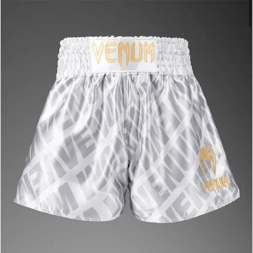 [BUNJANG] Venum Muay Thai Boxing Shorts Trunks - White/Silver (L) / 새상품 L) 베넘 무에타이 쇼츠 복싱 트렁크 화이트 실버