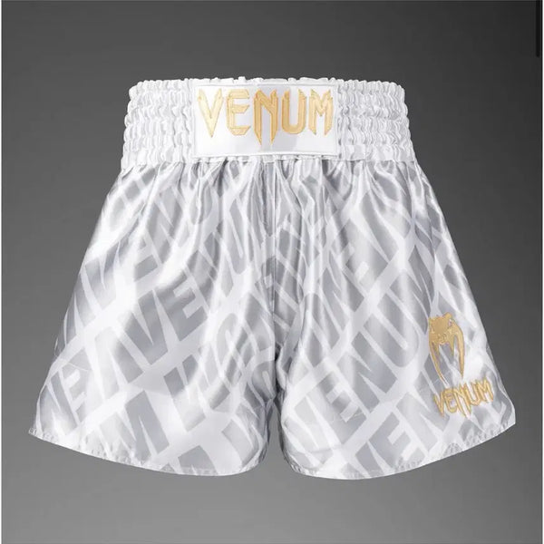 [BUNJANG] Venum Muay Thai Boxing Shorts Trunks - White/Silver (L) / 새상품 L) 베넘 무에타이 쇼츠 복싱 트렁크 화이트 실버