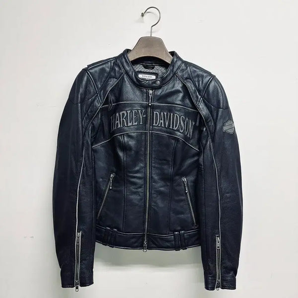 [BUNJANG] Harley-Davidson Women's Black Leather Rider Jacket (XS) / 할리데이비슨  여성용 블랙 레더 라이더 자켓 (XS)