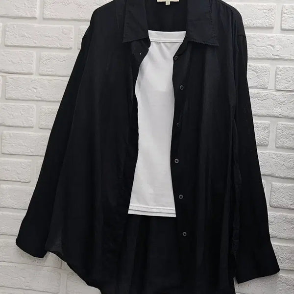 [BUNJANG] CelebShop Black Lyocell Shirt / A4924  셀렙샵 블랙 남방셔츠(CelebShop)