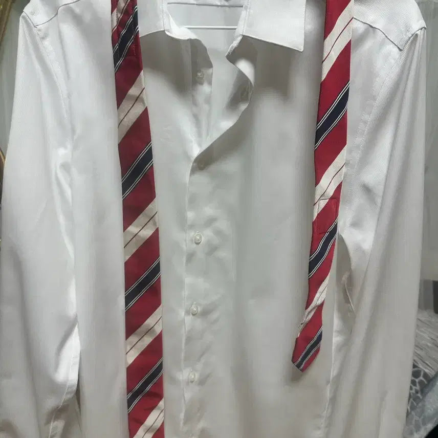 [BUNJANG] Thom Browne Silk-Cotton Blend Striped Necktie / 톰브라운 실크+면 혼방 넥타이 레드,네이비,화이트 사선