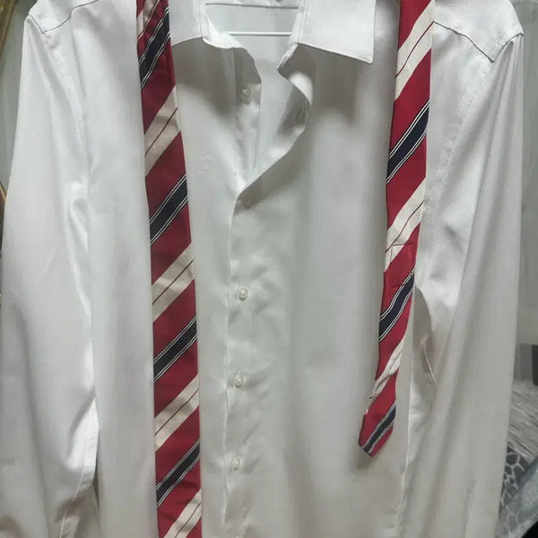[BUNJANG] Thom Browne Silk-Cotton Blend Striped Necktie / 톰브라운 실크+면 혼방 넥타이 레드,네이비,화이트 사선