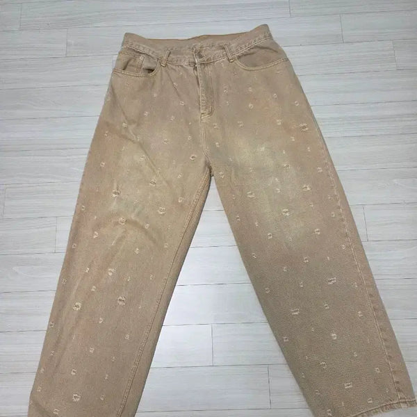 [BUNJANG] WKNDRS LAZER Damaged Beige Pants / 위캔더스 베이지 팬츠