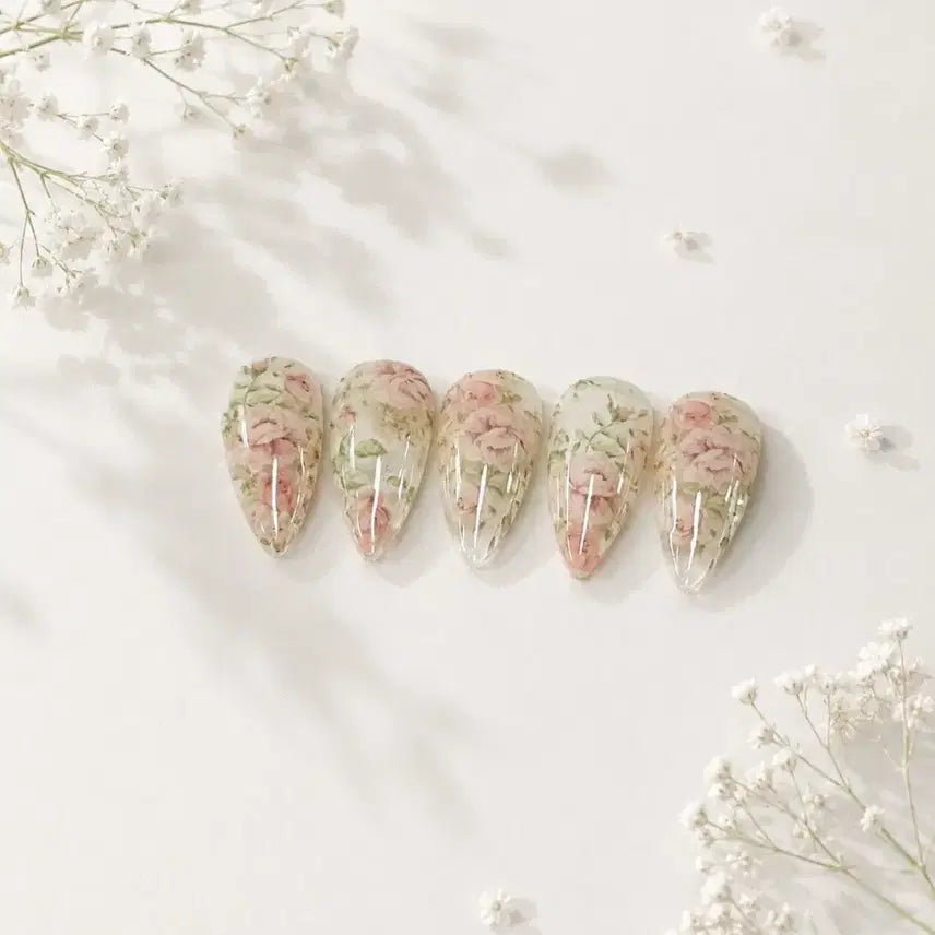 [BUNJANG] Handmade Vintage Flower Nail Tips / 빈티지 수제 네일팁