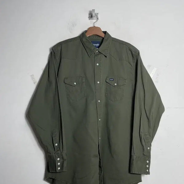 [BUNJANG] Vintage Wrangler Khaki Western Shirt / 빈티지 랭글러 카키색 웨스턴 셔츠