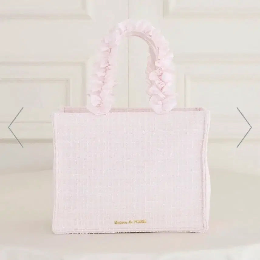 [BUNJANG] Maison de FLEUR Tweed Frill Handle Pink Tote Bag / 메종드플뢰르 트위드 프릴 핸들 핑크 토트백 양산형 지뢰계 서브컬쳐 스나계