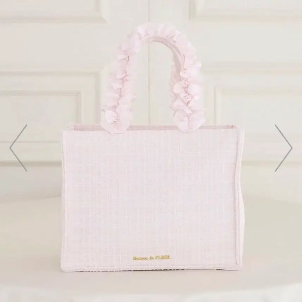 [BUNJANG] Maison de FLEUR Tweed Frill Handle Pink Tote Bag / 메종드플뢰르 트위드 프릴 핸들 핑크 토트백 양산형 지뢰계 서브컬쳐 스나계