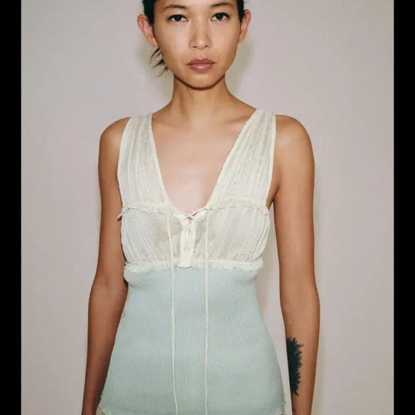 [BUNJANG] Zara Combo Top Mint (M) / 새상품 자라 콤비탑 민트
