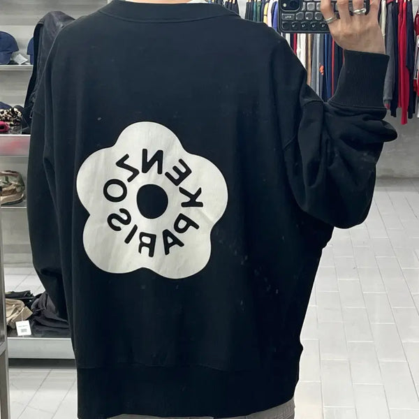 [BUNJANG] Kenzo Paris Back Logo Maxi Print Crewneck Sweatshirt Black / (2XL) 겐조 파리스 백 로고 맥시 프린트 크루넥 스웨트셔츠 블랙