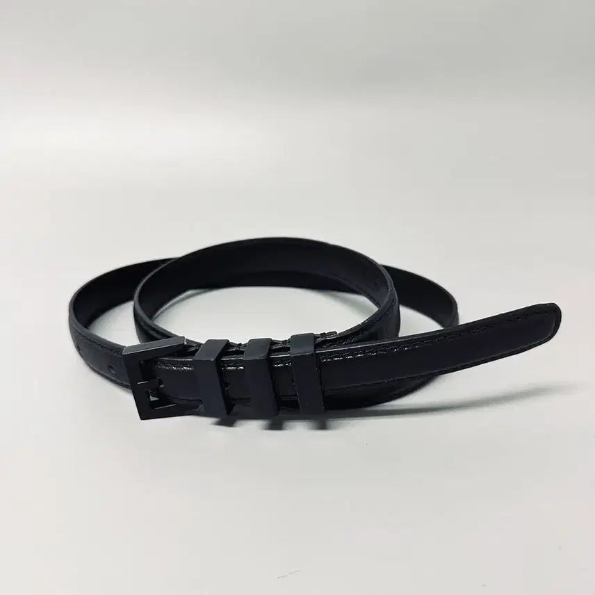 [BUNJANG] Unisex Black Leather Belt with 3 Loops / S72 - 3링 블랙 레더벨트 [총장 102cm]