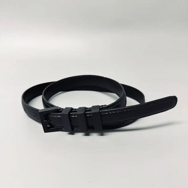 [BUNJANG] Unisex Black Leather Belt with 3 Loops / S72 - 3링 블랙 레더벨트 [총장 102cm]