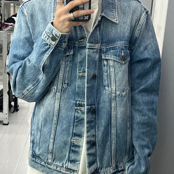 [BUNJANG] Calvin Klein Jeans 00s Oversized Denim Trucker Jacket - Mid Blue / (M) 캘빈클라인 진 00s 오버사이즈 데님 트러커 자켓 미드 블루