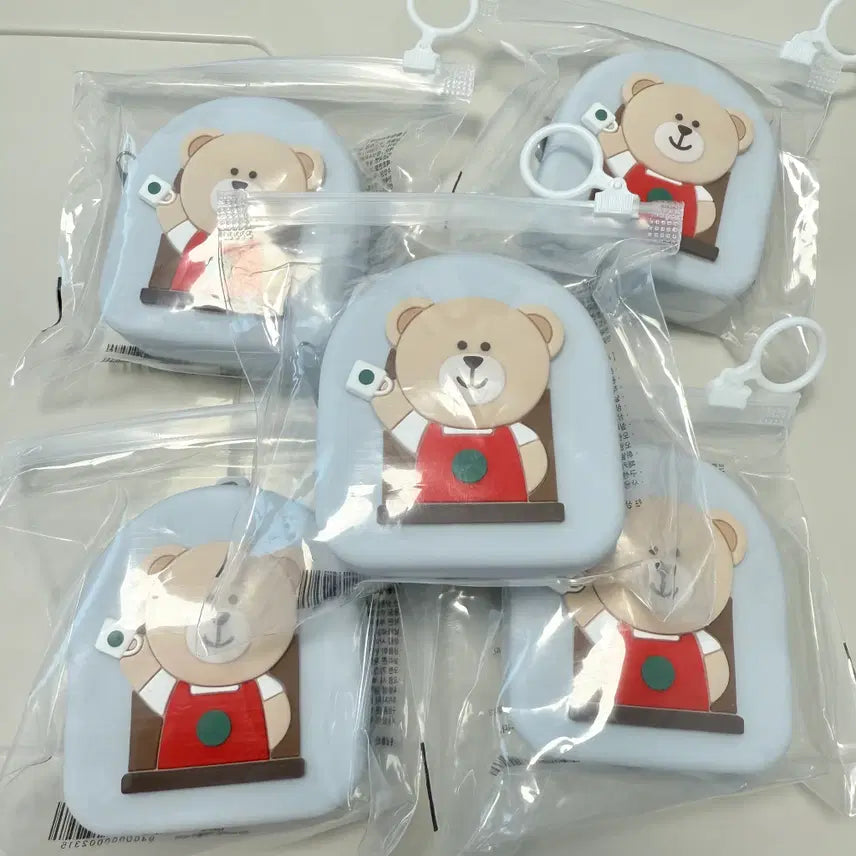 [BUNJANG] Starbucks Delight Silicone Pouch with Bearista Charm - Blue / 스타벅스 딜라이트 실리콘 파우치 블루