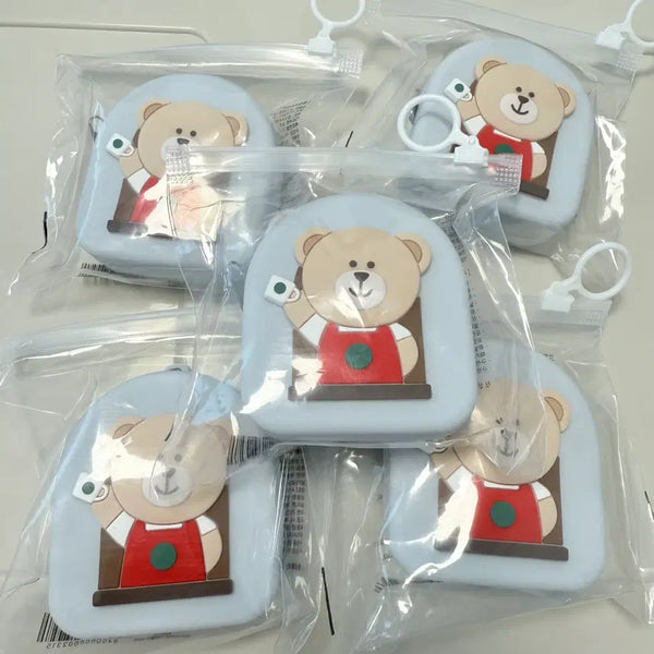 [BUNJANG] Starbucks Delight Silicone Pouch with Bearista Charm - Blue / 스타벅스 딜라이트 실리콘 파우치 블루