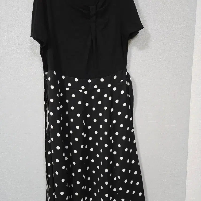 [BUNJANG] Polka Dot Short Sleeve Dress - Size 66 / 도트배색 반팔원피스 66