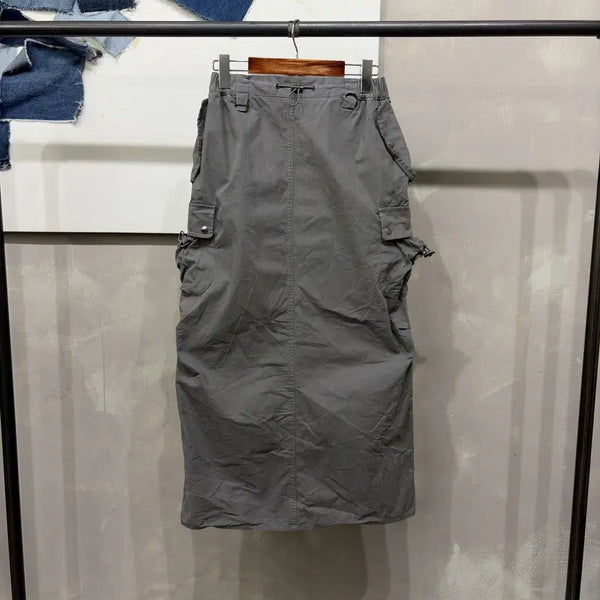 [BUNJANG] 8 Seconds Women's Cargo Maxi Skirt with Slit / (24~26인치) 에잇세컨즈 여성 밴딩 트임 카고 롱 스커트 치마
