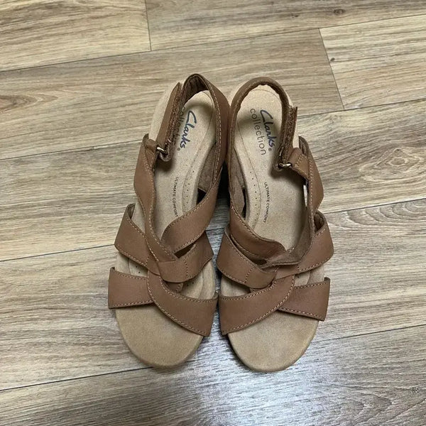 [BUNJANG] Clarks Wedge Sandals Brown / 클락스 웨지 샌들 240