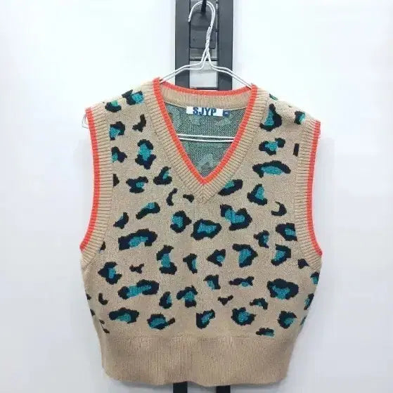 [BUNJANG] SJYP Leopard Pattern Knit Vest Size 55 / SJYP 레오파드 패턴 니트 조끼55