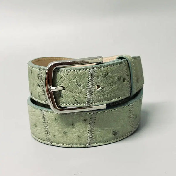 [BUNJANG] Men's Ostrich Leather Belt Mint / S75 - 민트 남성 타조가죽 리얼 레더벨트 [총장 112cm]