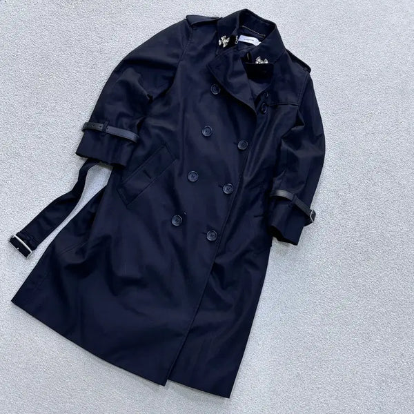 [BUNJANG] Coach Women's Black Double Breasted Long Trench Coat / 4 코치 여성 블랙 더블 롱 트렌치 코트 0715E