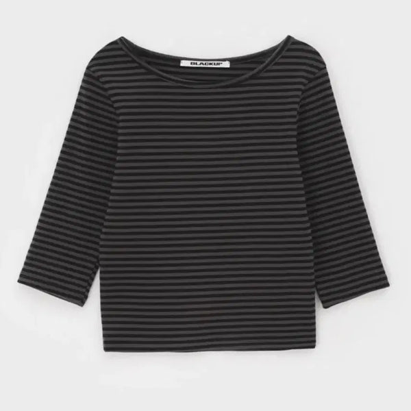 [BUNJANG] Black Up Standard 7-part Boat Neck T-shirt / 블랙업 스탠다드 7부 보트넥