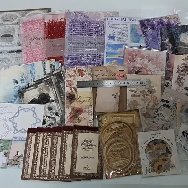 [BUNJANG] Vintage Sticker Deco Memo Pad Bundle Set / 다꾸 빈티지 스티커 특수지 떡메 메모지 키스컷 랜박 포용 일괄 판매
