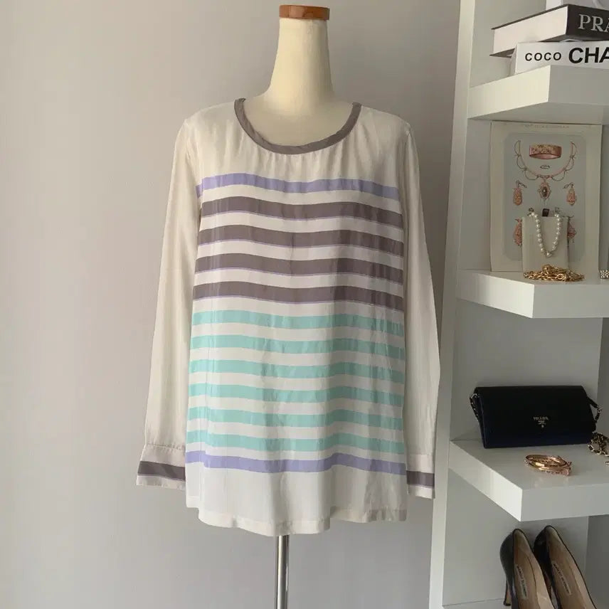 [BUNJANG] EQUIPMENT Stripe Silk Blouse S / [S] 이큅먼트(EQUIPMENT) 스트라이프 실크 블라우스 S