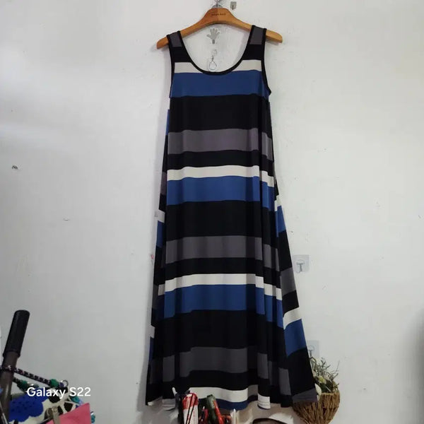 [BUNJANG] Sleeveless Striped Long Dress / 민소매 단가라 롱 원피스