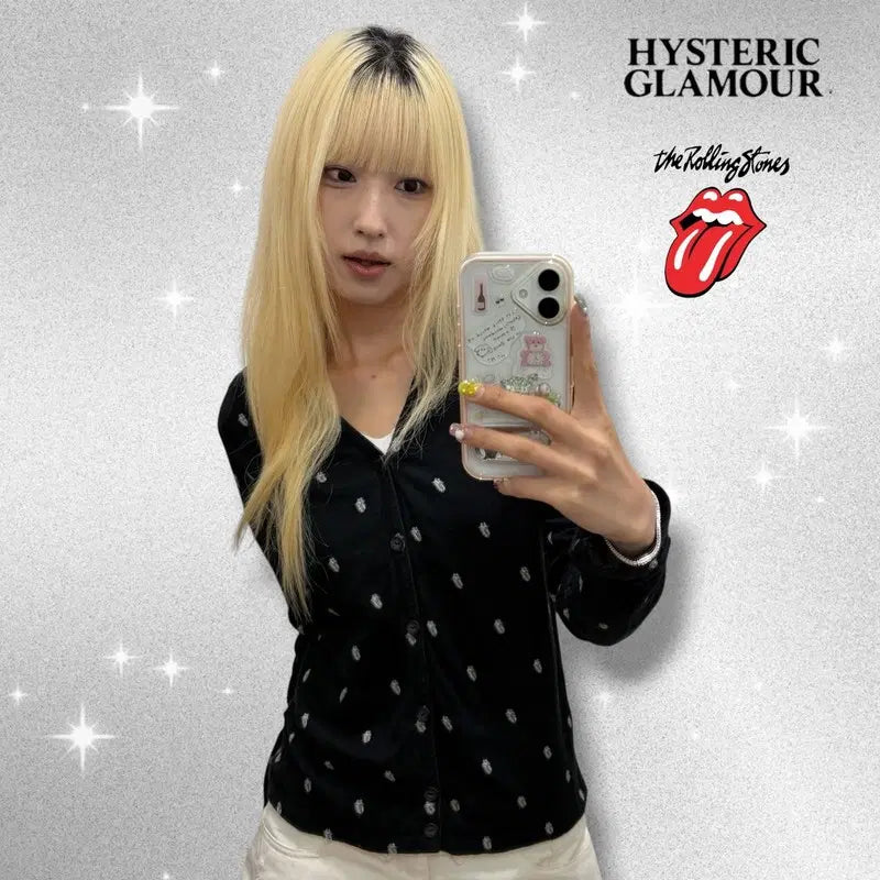 [BUNJANG] Hysteric Glamour x Rolling Stones Pattern Cardigan / 히스테릭 글래머 x 롤링스톤즈 패턴 가디건
