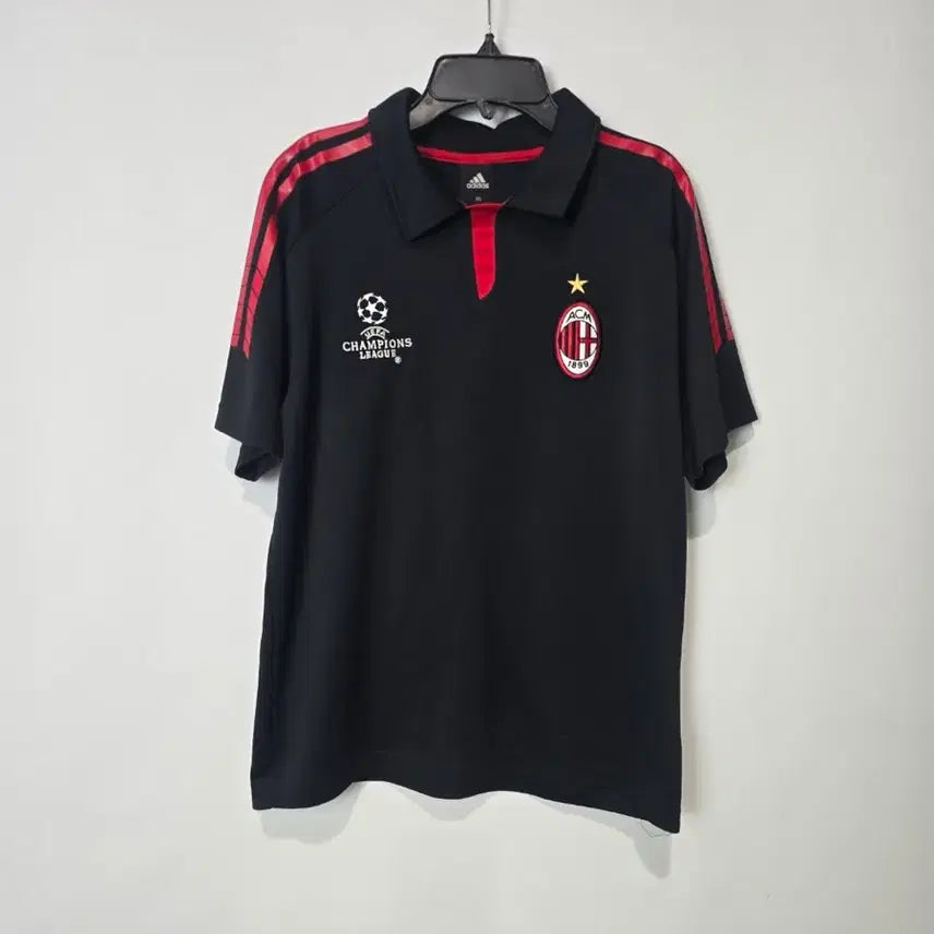[BUNJANG] Adidas AC Milan Champions League Short Sleeve Polo Shirt Black / 아디다스 AC밀란 챔피언스리그 반팔 카라티 블랙