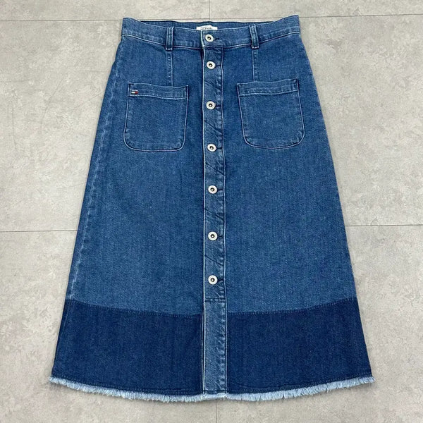 [BUNJANG] Tommy Hilfiger Women's Full Button Denim Long Skirt / XS 타미힐피거 여자 풀버튼 데님 롱 스커트