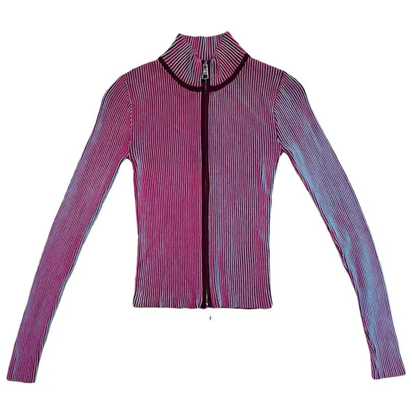[BUNJANG] Desigual Women's Striped Zip-Up Cardigan S / DESIGUAL 우먼스 스트라이프 집업 가디건 S