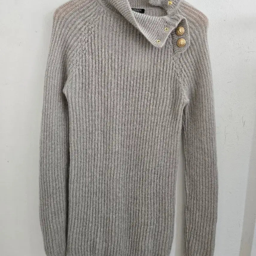[BUNJANG] Balmain Mohair Wool Blend Knit Sweater Grey / 발망 니트
