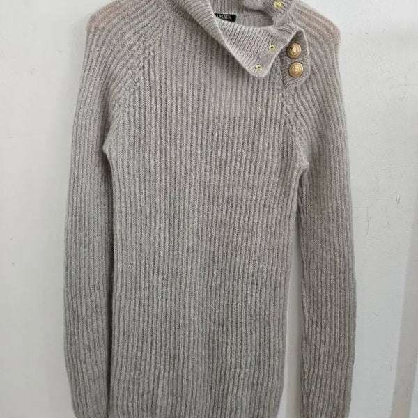 [BUNJANG] Balmain Mohair Wool Blend Knit Sweater Grey / 발망 니트