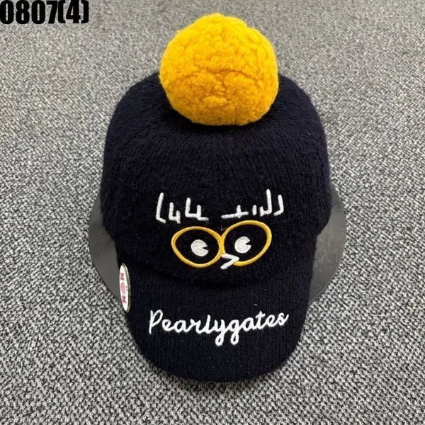 [BUNJANG] Pearly Gates Knit Ball Cap Navy Yellow Pompom / 파리게이츠 니트 볼캡 네이비 옐로우 폼폼 56 0807