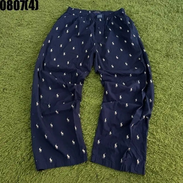 [BUNJANG] Polo Ralph Lauren Navy Pony Pattern Cotton Pants - M / 폴로 랄프로렌 네이비 포니 패턴 바지 M 0807
