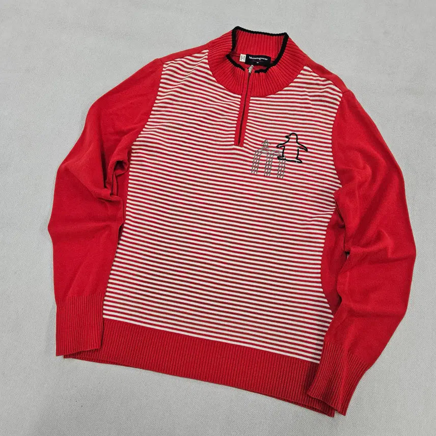 [BUNJANG] Munsingwear Striped Half-Zip Knit 0611Y2 / M 먼싱웨어 스트라이프 반집업 니트 0611Y2