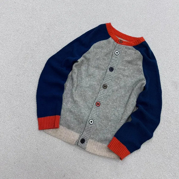 [BUNJANG] Beanpole Color Block Knit Cardigan / 90 빈폴 컬러블록 디자인 니트 가디건 0630E2