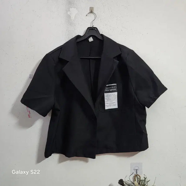 [BUNJANG] Black Short-Sleeve Jacket / 블랙 반팔 재킷