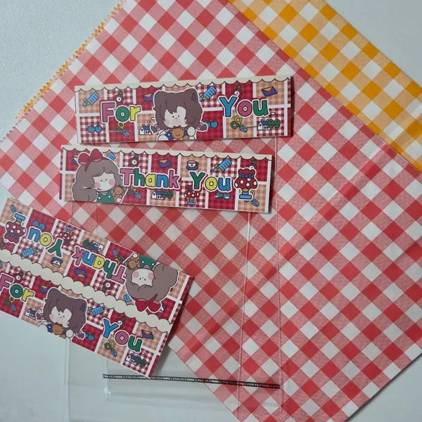 [BUNJANG] Checkered Packaging Paper Header Tags / 체크포장종이 헤더택