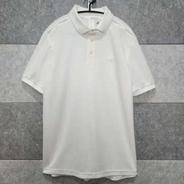 [BUNJANG] Adidas Golf Men's Performance Pique Shirt White (Size 105-110) / 아디다스 골프 남성 기능성 피케 셔츠 (사이즈 105~110)