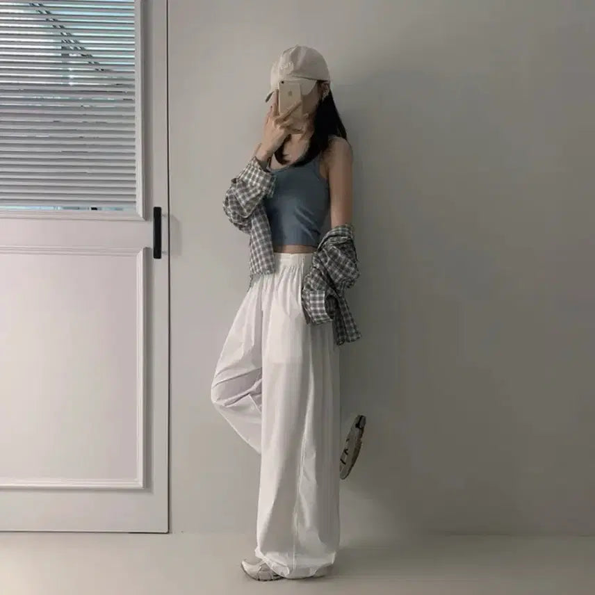 [BUNJANG] Summer Wide Cooling Banding Pants (White) / (새상품) 썸머 와이드 쿨링 밴딩팬츠(화이트)