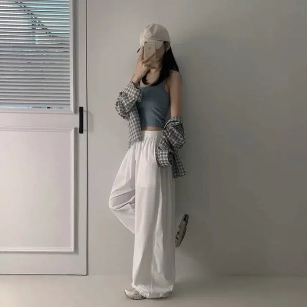 [BUNJANG] Summer Wide Cooling Banding Pants (White) / (새상품) 썸머 와이드 쿨링 밴딩팬츠(화이트)