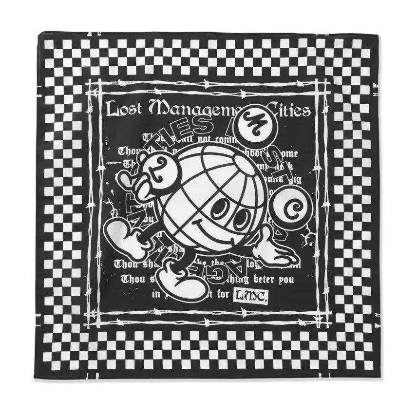 [BUNJANG] LMC Earth Man Bandana Black Check Pattern / LMC EARTH MAN BANDANA black 체크 패턴 프린팅 반다나
