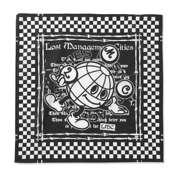[BUNJANG] LMC Earth Man Bandana Black Check Pattern / LMC EARTH MAN BANDANA black 체크 패턴 프린팅 반다나