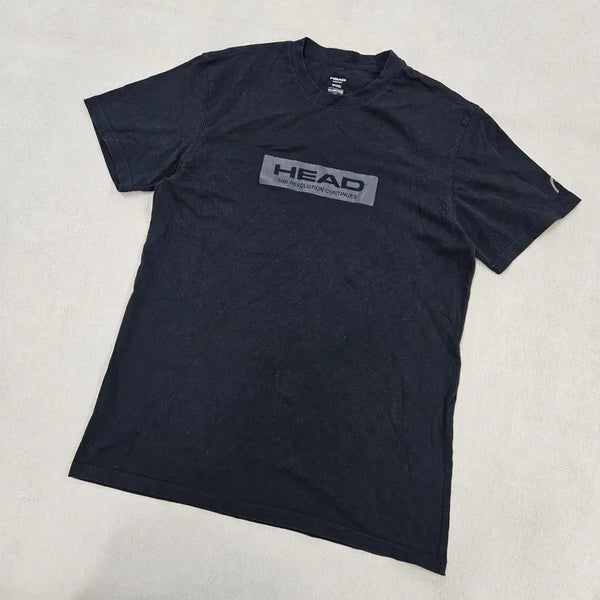 [BUNJANG] M Black Round Neck Short Sleeve T-Shirt / M 헤드 블랙 라운드넥 반팔 티 0611Y2