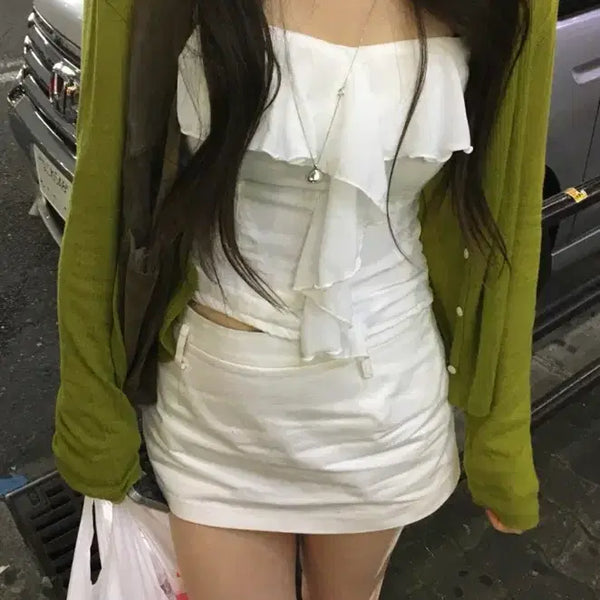 [BUNJANG] Ourcabinet Love Frill Sleeveless White / 아워캐비넷(ourcabinet) 러브 프릴 슬리브리스 화이트 색상 팔아요!