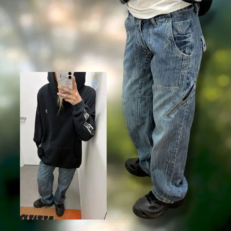 [BUNJANG] Zipper Detail Denim Pants / 지퍼 디테일 데님팬츠