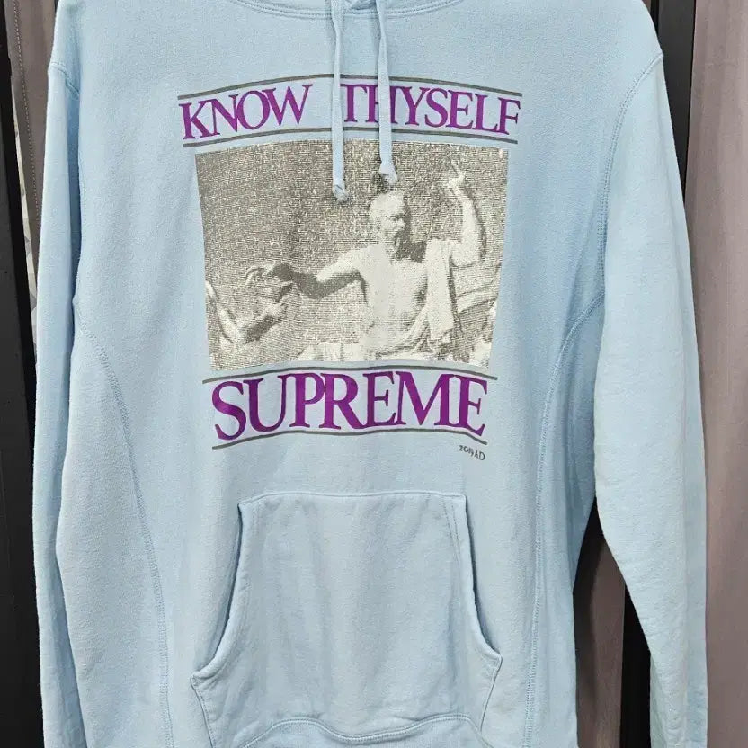 [BUNJANG] Supreme 19SS Know Thyself Hooded Sweatshirt Light Blue M / [정품/M] 슈프림 19SS 노우 다이셀프 후드 라이트 블루